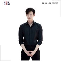 Áo Sơ Mi Nam Đen Trơn, áo sơ mi đen thời trang công sở KHÔNG NHĂN, KHÔNG BÁM BỤI BERNICE MAN