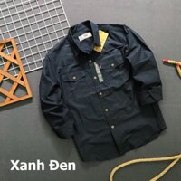 Áo sơ mi nam denim dài tay thời trang 2018 phối túi cực đẹp ASMDBP018