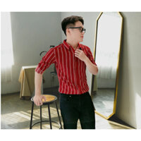 Áo Sơ Mi Nam Fig Tree Sọc Đỏ Sáng MS 155B Hàng Thiết Kế