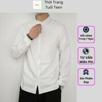 Áo sơ mi nam form rộng cổ tàu cổ trụ tay dài Giấu Nút phong cách hàn quốc trẻ trung lịch lãm-MRDT02 - Trắng Giấu Nút - XXL