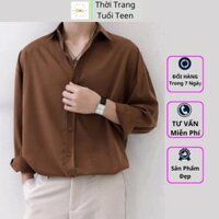 Áo sơ mi nam form rộng tay dài kiểu trẻ trung hàn quốc chất lụa mềm mịn mát ít nhăn- MRD04 - Nâu đất - XL
