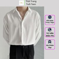 Áo sơ mi nam form rộng tay dài kiểu trẻ trung hàn quốc chất lụa mềm mịn mát ít nhăn- MRD04 - Trắng che nút - L