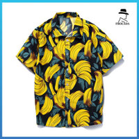 Áo sơ mi nam Frolada họa tiết chuối Áo sơ mi nút Hawaii mùa hè cho bữa tiệc
