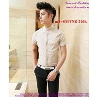 Áo sơ mi nam Hàn Quốc cổ trụ tay ngắn sành điệu SMTN8