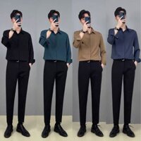 Áo Sơ mi nam Hàn quốc form rộng Lụa không nhăn cao cấp tay dài đi học đi làm công sở trẻ trung big size