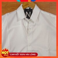 Áo sơ mi nam Hàn Quốc không túi màu trắng trơn 028