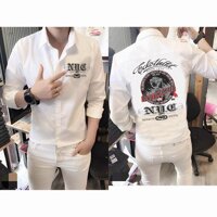 Áo sơ mi nam họa tiết nắm đấm - XL