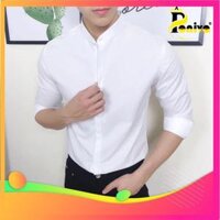 Áo Sơ Mi Nam Kate Dài Tay Cổ Trụ - Đen - XXL
