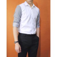 Áo Sơ Mi Nam Kate Phối Sọc Đen Tay Áo Thời Trang Poniva - Trắng,XL