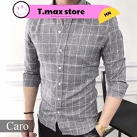 Áo sơ mi nam Kẻ Carô Màu Ghi xám 💖FREESHIP💖 Sơ mi đũi cao cấp dáng ôm Hàn Quốc SƠ MI NAM ĐẸP