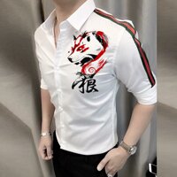 Áo sơ mi nam kẻ sọc có họa tiết - XL