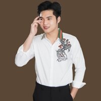 Áo sơ mi nam không nhăn in phụng phong cách thời trang 4YOUNG SM2911