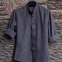 Áo sơ mi nam Kojiba cổ tàu màu ghi xám