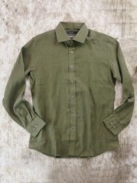 ÁO SƠ MI NAM LINEN OLIVE PLAIN SLIM FIT SHIRT - SIZE 95100 - 95