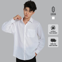 Áo Sơ Mi Nam Linen Shirt GIRAN LS0003 Tay Dài, Chất Thô cũ, Form Rộng Vừa, Thoáng Mát, Màu Trắng