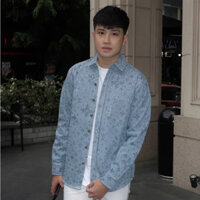 Áo Sơ Mi Nam Lờ Vê Đính Đá Siêu Chất - Áo Sơ Mi Nam Eo Vì Dập Logo Chất Liệu Denim Cao Cấp
