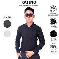 Áo sơ mi nam lụa Trắng, Đen đính đá cổ