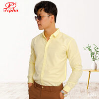 Áo sơ mi nam màu tím nho, phong cách Hàn Quốc, form body slim fit, không túi, vải Bamboo, Amazing - Mỡ gà-1921 - XL 65-70kg