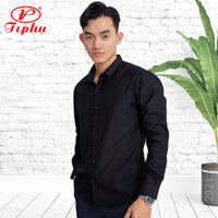 Áo sơ mi nam màu tím nho, phong cách Hàn Quốc, form body slim fit, không túi, vải Bamboo, Amazing - Màu đen-2921 - M 55-60kg