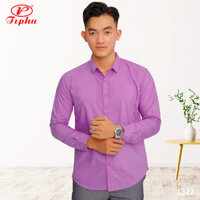 Áo sơ mi nam màu tím nho, phong cách Hàn Quốc, form body slim fit, không túi, vải Bamboo, Amazing - Tím violet-1322 - L 60-65kg
