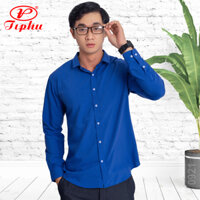 Áo sơ mi nam màu tím nho, phong cách Hàn Quốc, form body slim fit, không túi, vải Bamboo, Amazing - Xanh bíc-0921 - 4XL 80-85kg