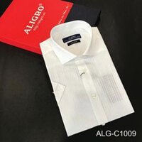 Áo sơ mi nam màu trắng cộc tay Custom Fit mã ALG-C1009