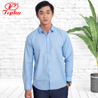 Áo sơ mi nam màu trắng phong cách Hàn, form slimfit body trẻ khỏe, vải sợi tre mượt mát, tay dài, tà bầu, big size - Màu biển 0225 - 3XL 75-80kg
