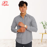 Áo sơ mi nam màu trắng phong cách Hàn, form slimfit body trẻ khỏe, vải sợi tre mượt mát, tay dài, tà bầu, big size - Màu xám 0122 - 4XL 80-85kg