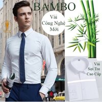 Áo Sơ Mi Nam Màu Trắng, Xanh Trơn Dài Tay Vải Sợi Tre Bambo Cao Cấp. - 2Sơ Mi Bambo Tre - SIZE 37 4550KG