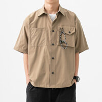 Áo sơ mi nam mùa hè Quần áo bảo hộ lao động Nam Ngắn Tay Áo sơ mi phong cách Nhật Bản phong cách Hàn Quốc thời trang rộng rãi linh hoạt áo mỏng