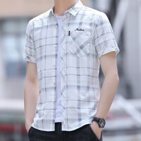 Áo sơ mi nam ngắn tay ❤️ áo sơ mi nam cộc tay phối họa tiết caro ER01 thời trang Erina cao cấp