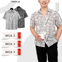 Áo sơ mi nam ngắn tay, chất vải cotton wax rách tưa chỉ, họa tiết nổ bật Paper AMANLAB