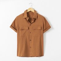 Áo sơ mi nam ngắn tay cổ bẻ chất vải đũi cực mát