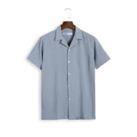 Áo sơ mi nam ngắn tay cổ vest form đẹp LADOS 8085 vải đũi thấm hút, sang trọng dễ phối đồ - Xám - M