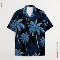 Áo sơ mi nam ngắn tay hoạ tiết cây dừa - Áo sơ mi form rộng hawaiian hoa văn đi biển - Neofelis HW261