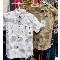 Áo sơ mi nam ngắn tay mẫu mới Thêu chữ thời trang vải dày dặn trẻ trung thanh lịch