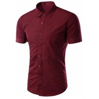 Áo sơ mi nam ngắn tay nhiều màu  - Đỏ - L