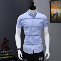 Áo Sơ Mi Nam Ngắn Tay Ô Kẻ Thời Trang Poniva - Xanh nhạt,3XL