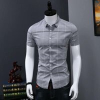 Áo Sơ Mi Nam Ngắn Tay Ô Kẻ Thời Trang Poniva - Xám,3XL