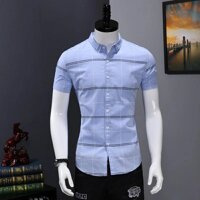 Áo Sơ Mi Nam Ngắn Tay Ô Kẻ Thời Trang Poniva - Xanh nhạt,XL