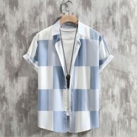 Áo Sơ Mi Nam Ngắn Tay Sọc Ca Rô Phối Nút plus size Cho Mùa Hè Năm 2023