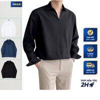 Áo Sơ Mi Nam Nữ Cổ V Dài Tay Cao Cấp, Sơ Mi Nam Hàn Quốc Form Rộng Unisex Vải Lụa Mềm Mịn Thoáng Mát - iMan Store