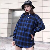 Áo  sơ mi nam nữ đều mặc được, sọc caro Flannel đen,trắng,xanh đen, đen đỏ, phong cách năng động Hàn Quốc