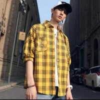 Áo sơ mi nam nữ FLANEL dài tay kẻ caro Style Hàn Quốc TT31 - Kẻ đen,L