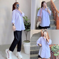 Áo sơ mi nam nữ form rộng trắng hàng may cao cấp bigsize unisex đi học oversize tay dài
