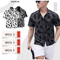 Áo sơ mi nam nữ ngắn tay, chất vải cotton rách xước, form regular thoải mái Lá AMANLAB