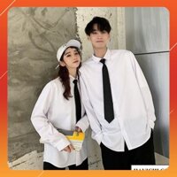 Áo Sơ Mi nam nữ Trắng đen form rộng đẹp hàn quốc công sở,không nhăn, Couple Cặp Đôi Thoáng Mát Mềm Mịn