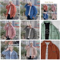 Áo Sơ mi Nam Nữ Unisex vải Nhung Gân áo khoác sơ mi form rộng ảnh thật - Đen,M