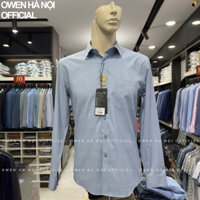 Áo sơ mi nam Owen màu xanh dương kẻ regular fit vạt bầu vải sợi tre AR250026DT