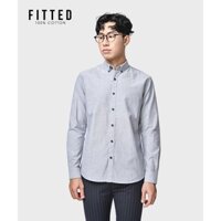 Áo sơ mi nam oxford Routine màu ghi dài tay cổ bẻ không túi ngực